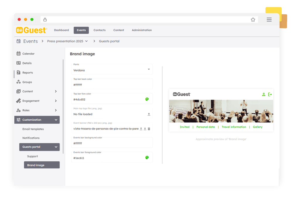 Customize event experiences with BeGuest’s platform for agendas, forms, and segmented communication Customize event experiences with BeGuest’s platform for agendas, forms, and segmented communication