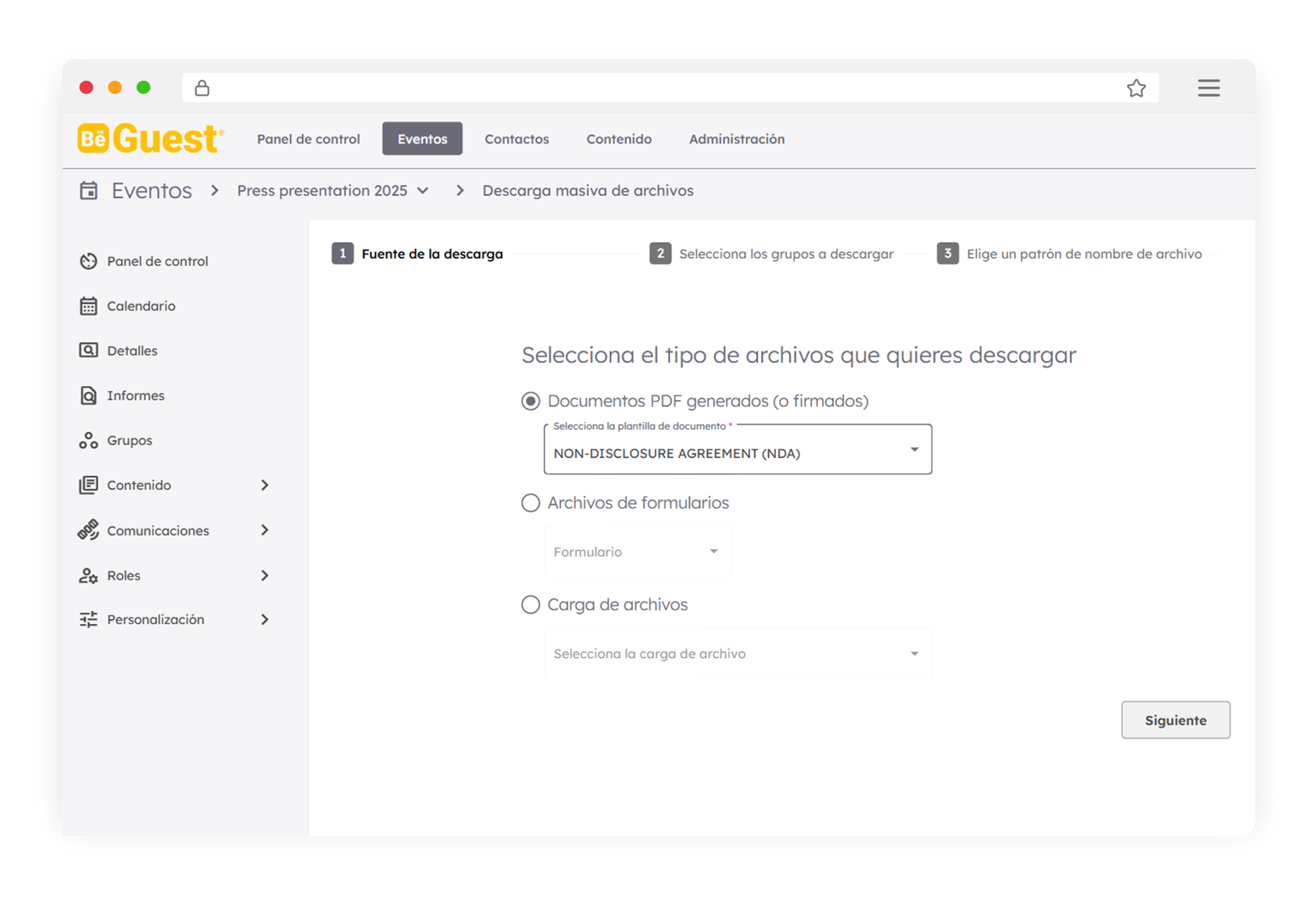 Gestión centralizada de firma digital de documentos para eventos con descarga de archivos firmados en BeGuest Gestión centralizada de firma digital de documentos para eventos con descarga de archivos firmados en BeGuest