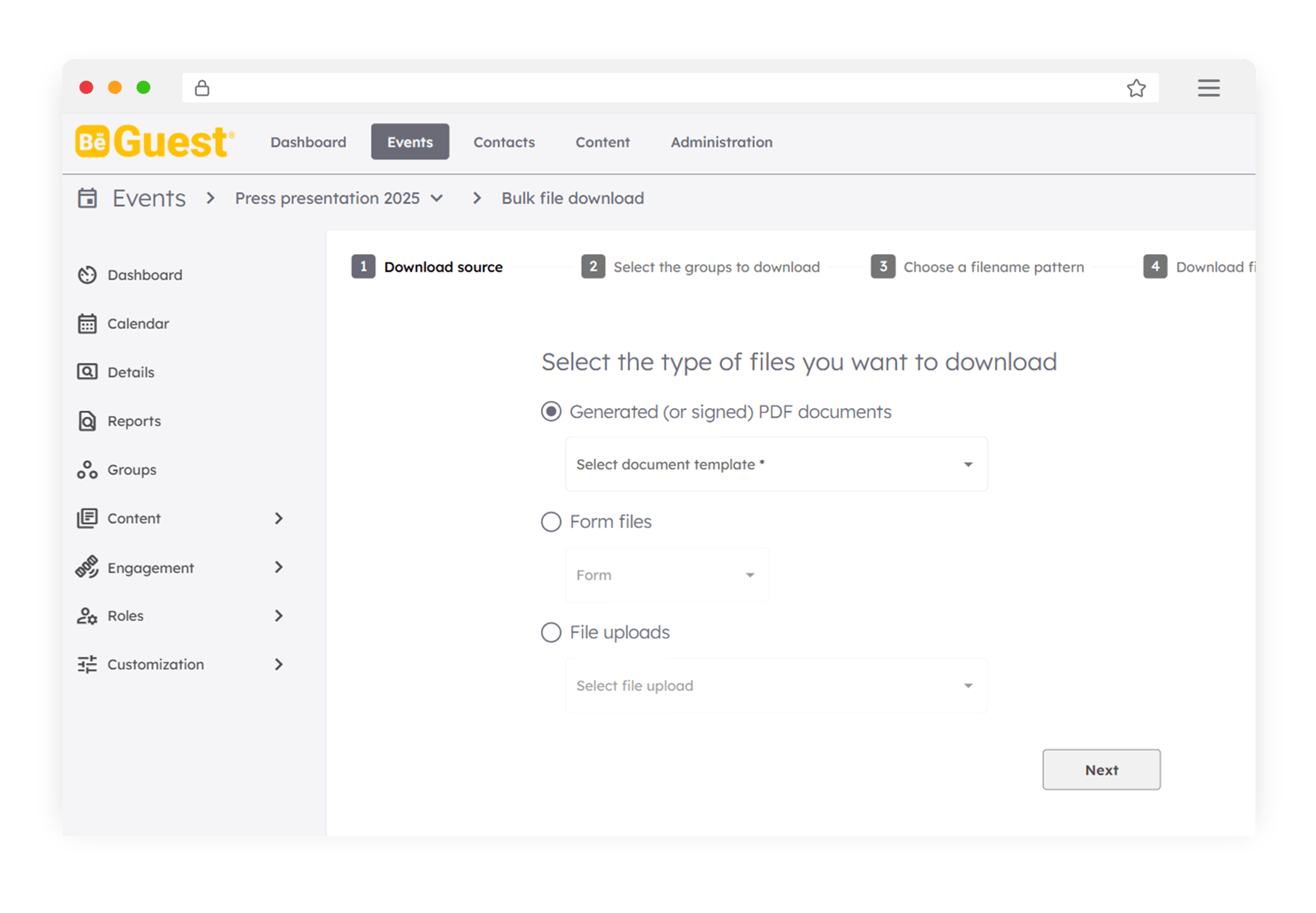 BeGuest dashboard for centralized digital signature management and document downloads for event teams BeGuest dashboard for centralized digital signature management and document downloads for event teams