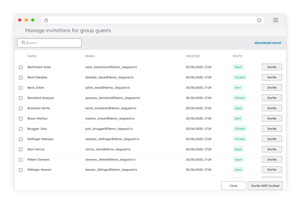 BeGuest email campaign performance tracker showing real-time guest engagement BeGuest email campaign performance tracker showing real-time guest engagement
