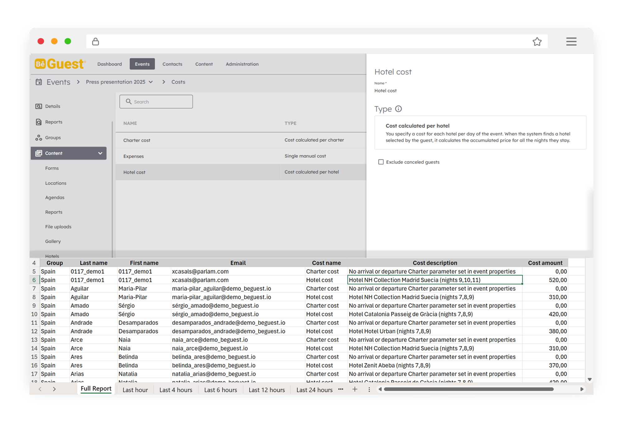BeGuest dashboard for managing event accommodation costs, room expenses, and financial reports BeGuest dashboard for managing event accommodation costs, room expenses, and financial reports