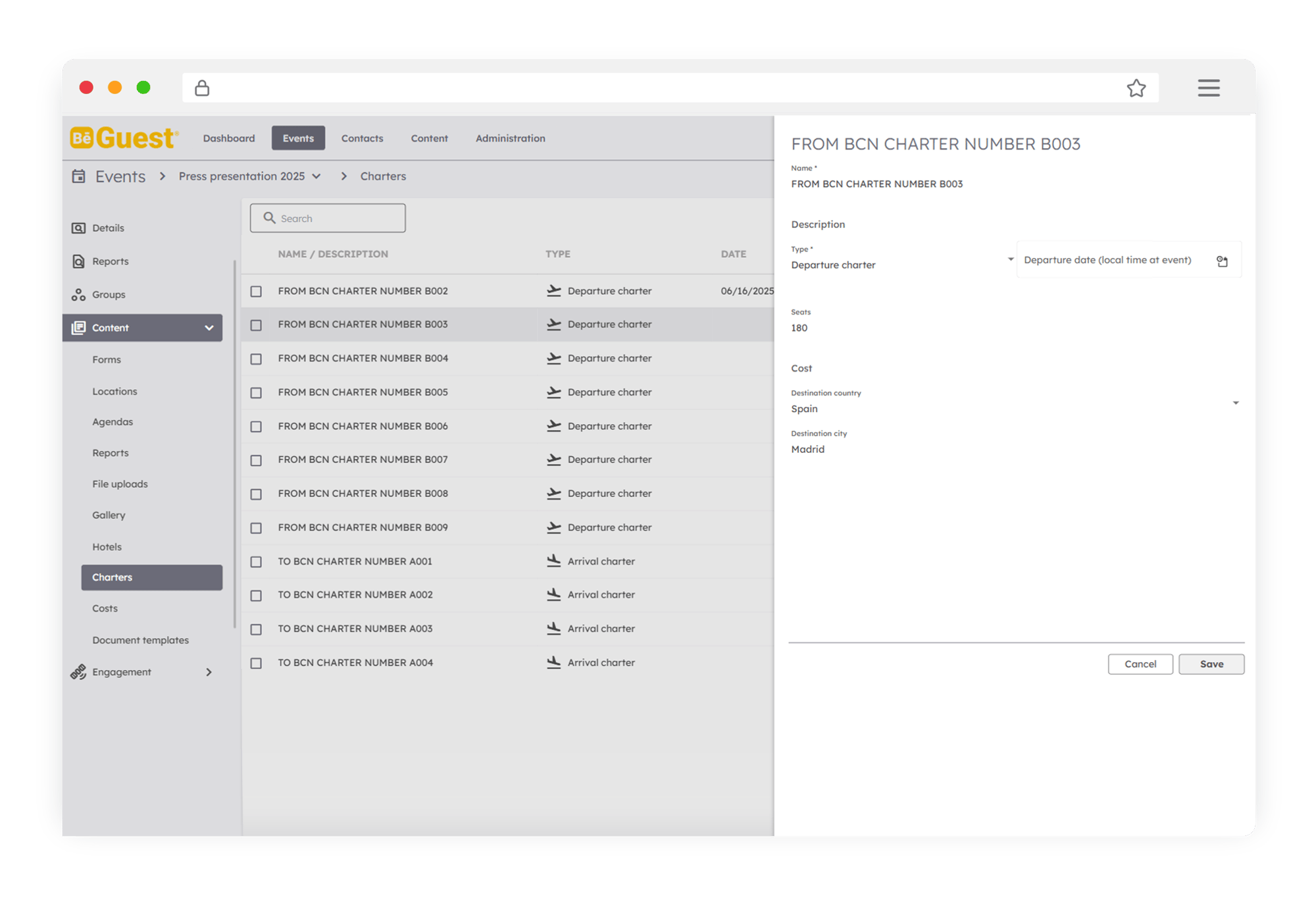 Control event transportation and charter occupancy in real time with BeGuest