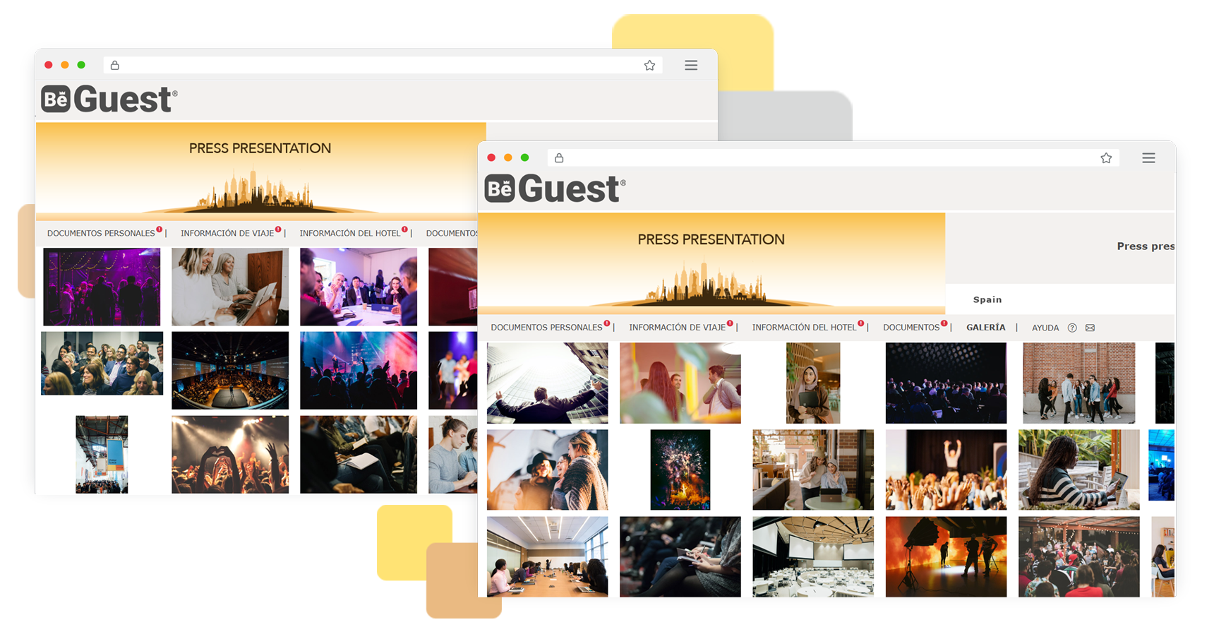 Plataforma BeGuest con acceso centralizado a documentos, materiales y recursos visuales para eventos Back to Back Plataforma BeGuest con acceso centralizado a documentos, materiales y recursos visuales para eventos Back to Back