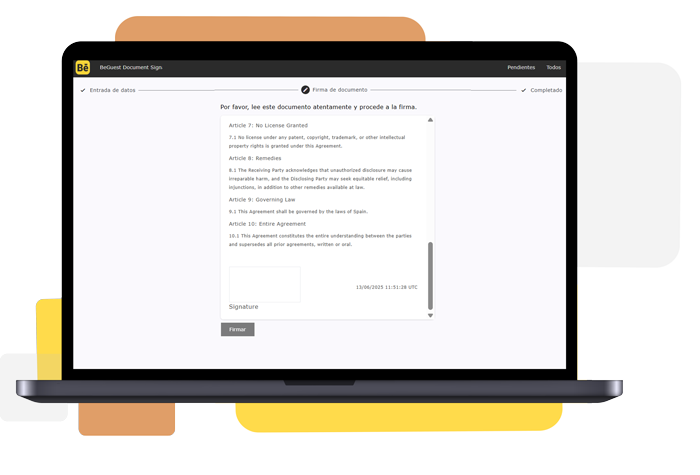 Portal de invitados de BeGuest para firma digital de documentos online antes del evento, acceso seguro y sin papel Portal de invitados de BeGuest para firma digital de documentos online antes del evento, acceso seguro y sin papel