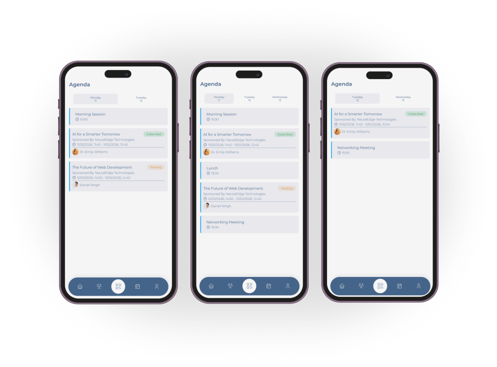 Agenda de eventos personalizada por grupos de invitados como VIP, asistentes o ponentes