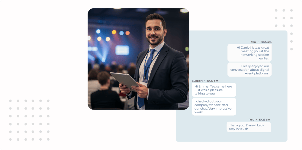 Organizador utilizando la plataforma BeGuest para gestionar la comunicación y experiencia del evento