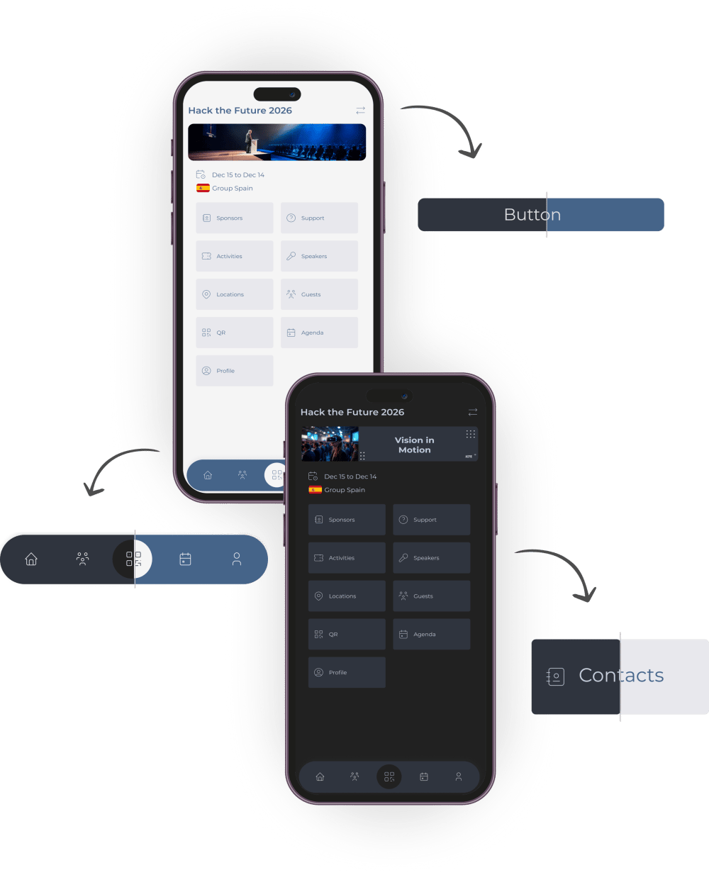 Aplicación del evento con diseño personalizado adaptado a la identidad visual de la marca