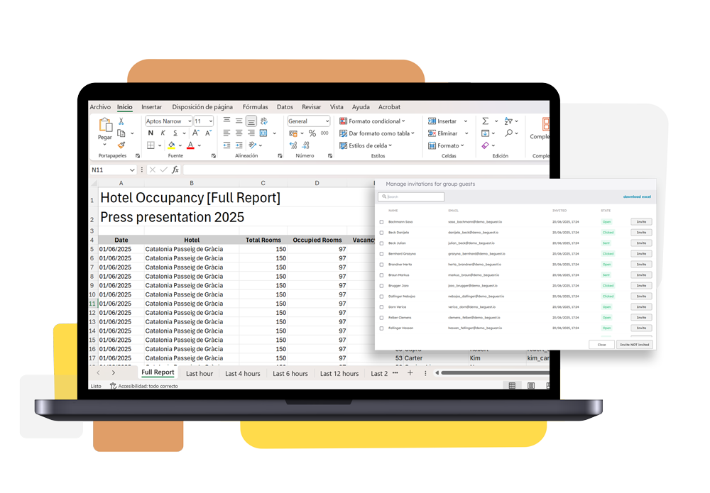 Monitor real-time event data, hotel occupancy, and digital engagement with BeGuest reporting tools Monitor real-time event data, hotel occupancy, and digital engagement with BeGuest reporting tools