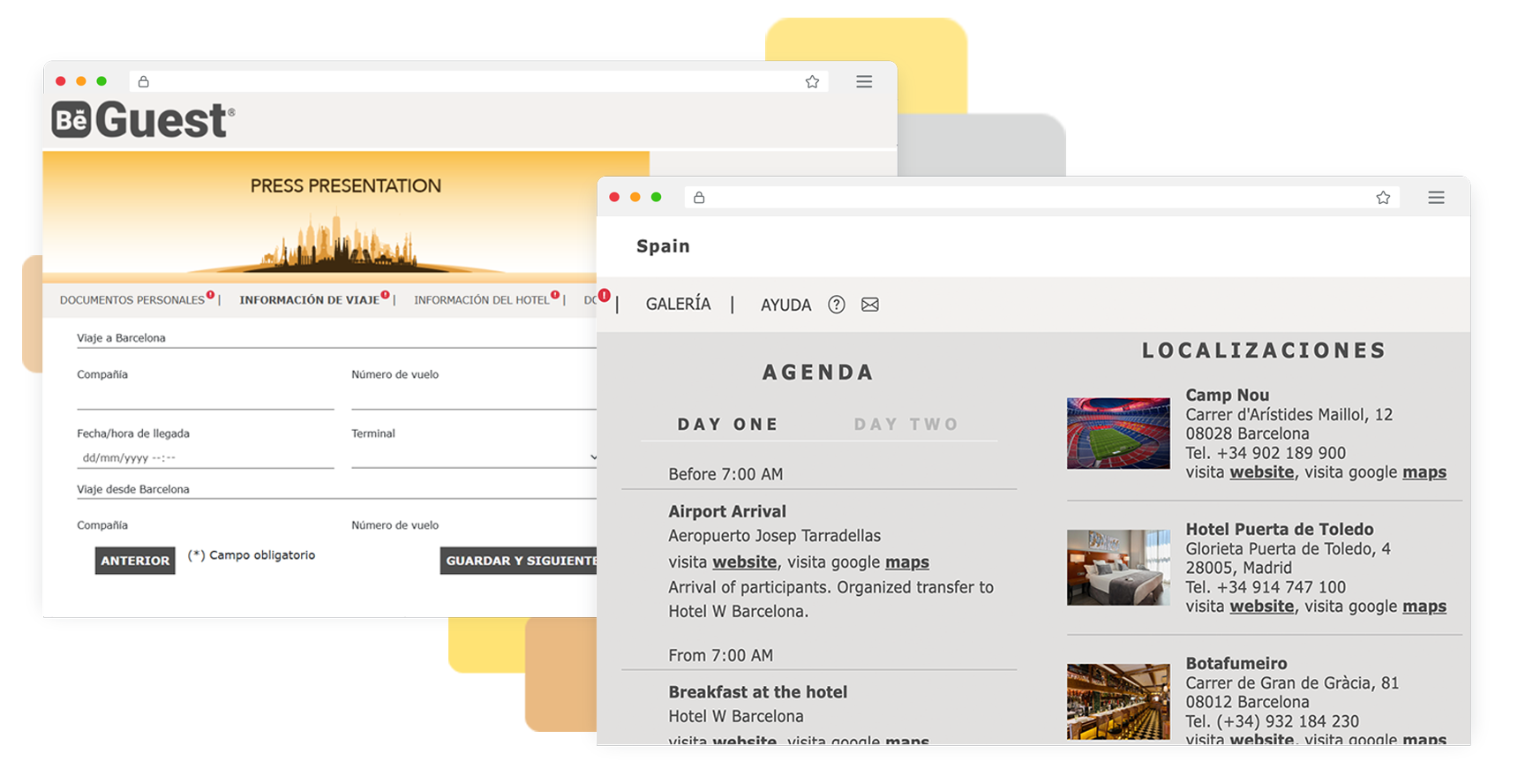 Portal de invitados para eventos con acceso inmediato a agendas, formularios, documentos y ubicaciones Portal de invitados para eventos con acceso inmediato a agendas, formularios, documentos y ubicaciones