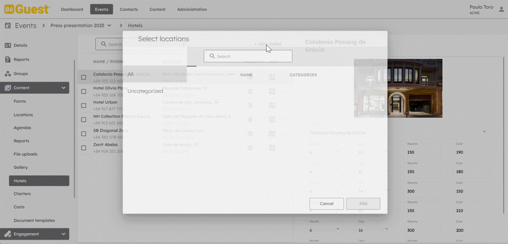 BeGuest showing hotel room occupancy management for events BeGuest showing hotel room occupancy management for events