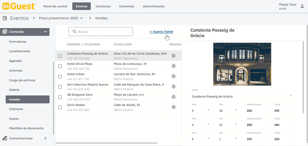 Plataforma BeGuest para gestionar la ocupación hotelera y disponibilidad de habitaciones en eventos Plataforma BeGuest para gestionar la ocupación hotelera y disponibilidad de habitaciones en eventos
