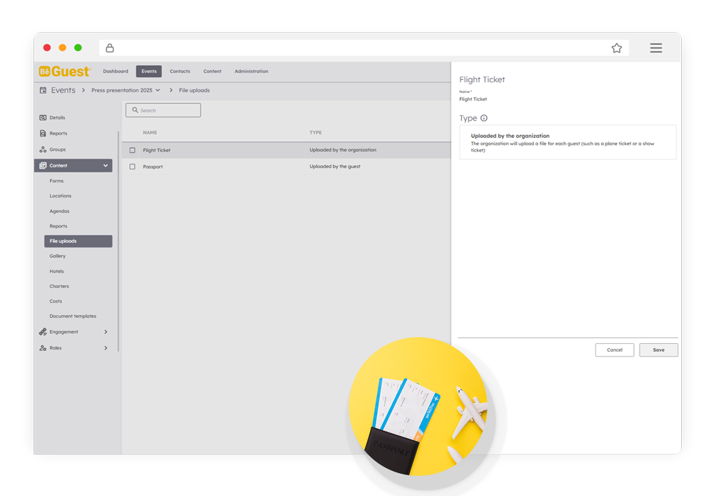Upload and organize essential event content such as files, maps, and documents with BeGuest Upload and organize essential event content such as files, maps, and documents with BeGuest