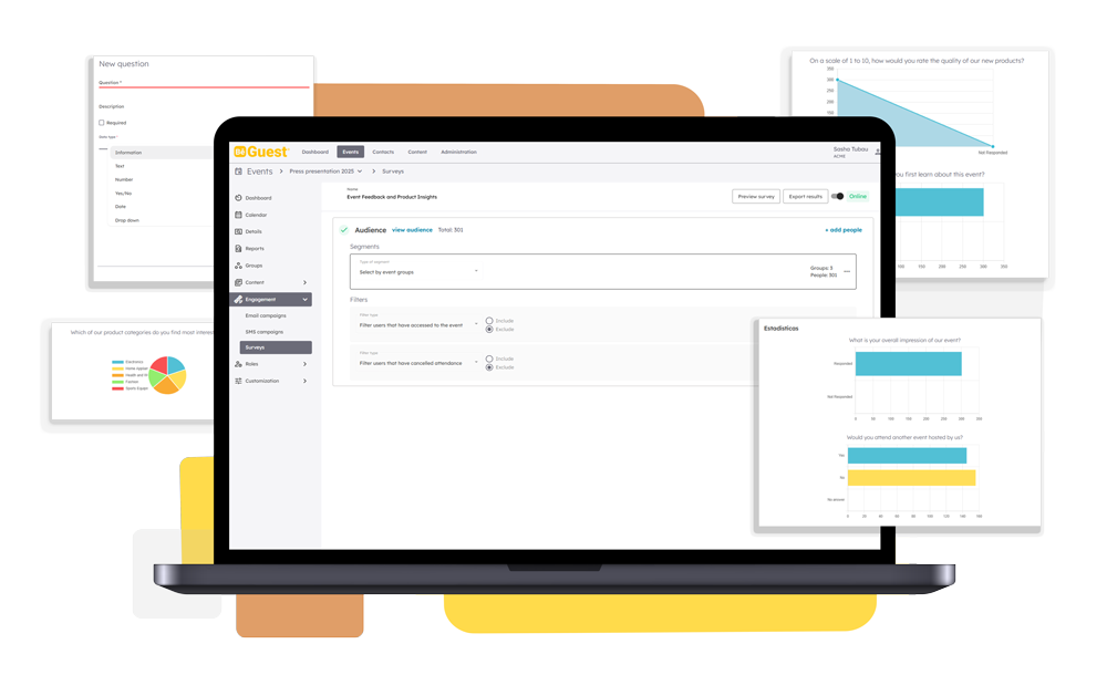 Collect post-event surveys and analyze guest feedback with BeGuest event management platform Collect post-event surveys and analyze guest feedback with BeGuest event management platform