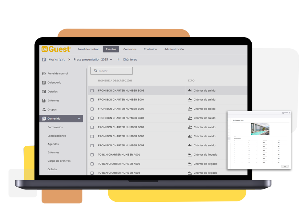 Software de gestión de eventos BeGuest para organizar alojamientos y traslados en eventos Back to Back Software de gestión de eventos BeGuest para organizar alojamientos y traslados en eventos Back to Back
