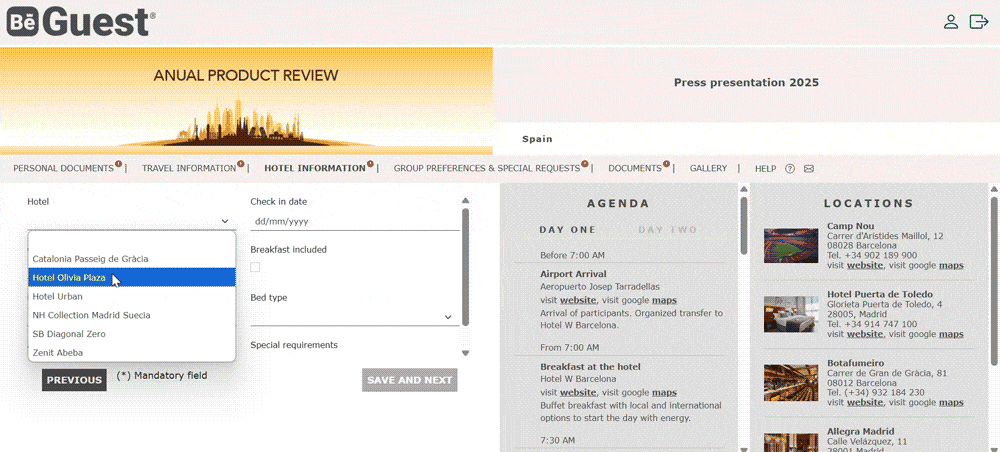BeGuest data entry interface, collect key information easily