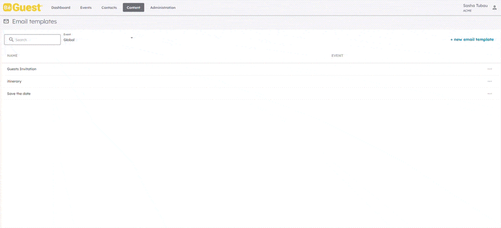 Professional email templates in BeGuest, communicate and automate email sends