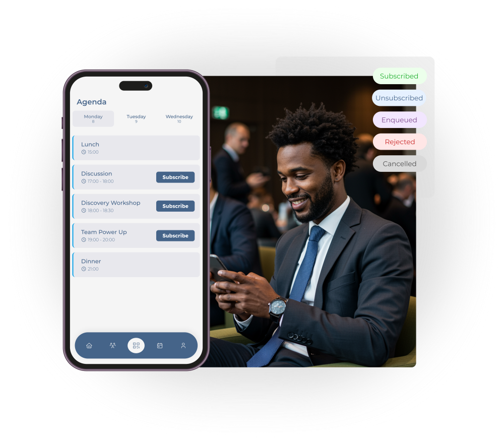 Activity registration directly from the event agenda in the attendee app