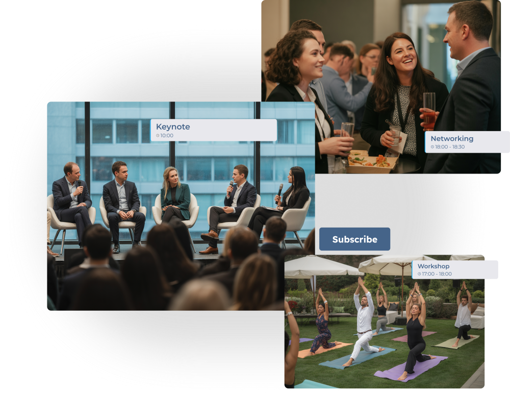 Event activity management with agenda, sessions and networking organised in the BeGuest platform