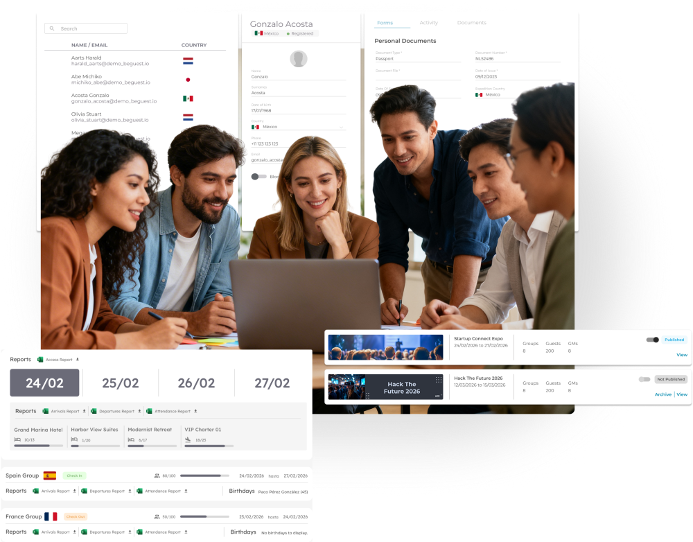 BeGuest admin portal to plan events, manage guests and organise operations from a single platform