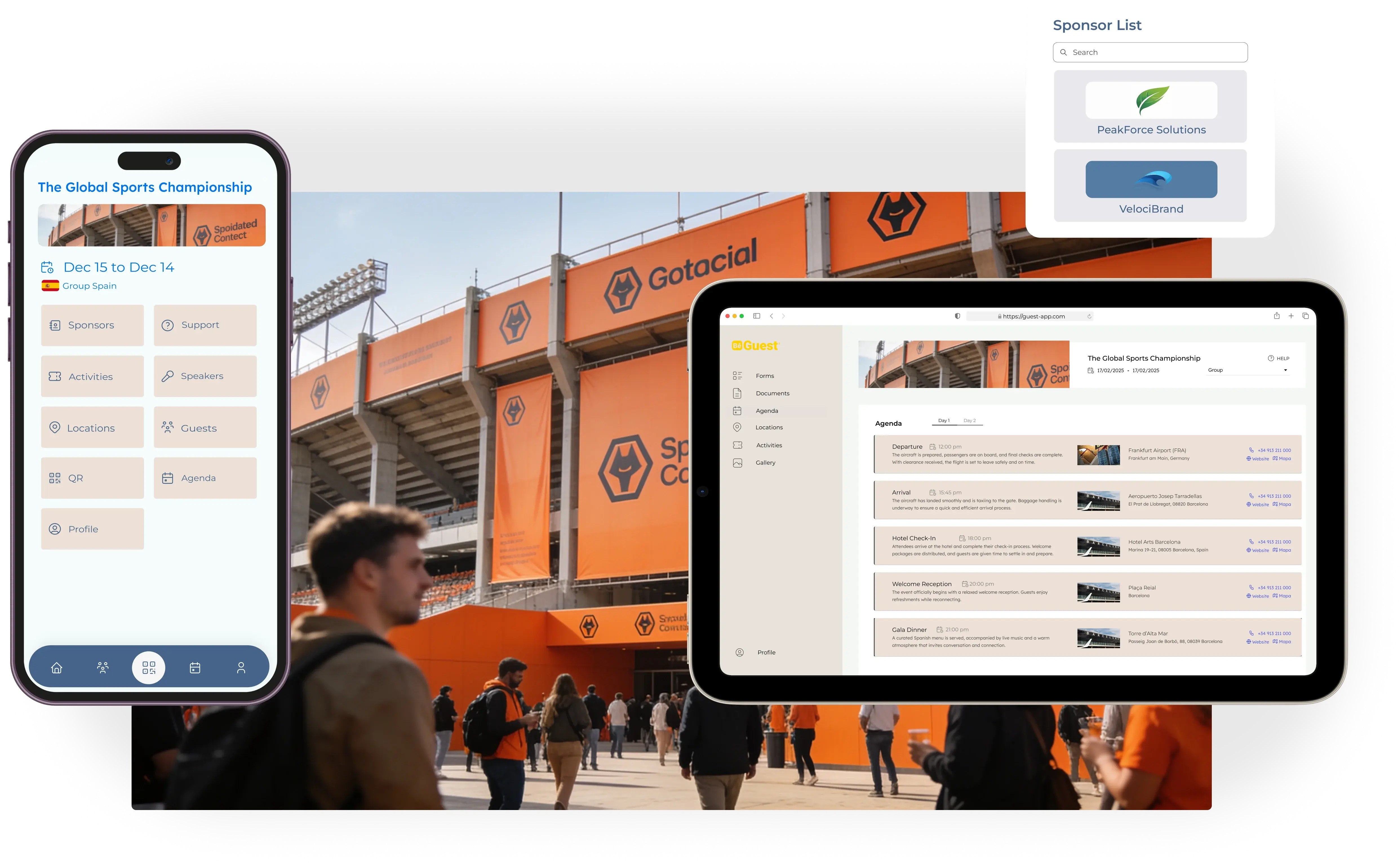 Check-in con código QR individual en evento deportivo: validación instantánea de accesos y control de aforo por zonas en tiempo real
