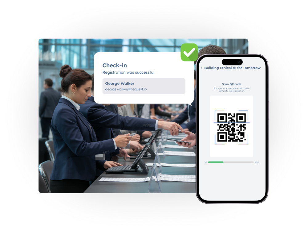 Sistema de check-in para eventos con validación de asistentes mediante QR desde la app BeGuest