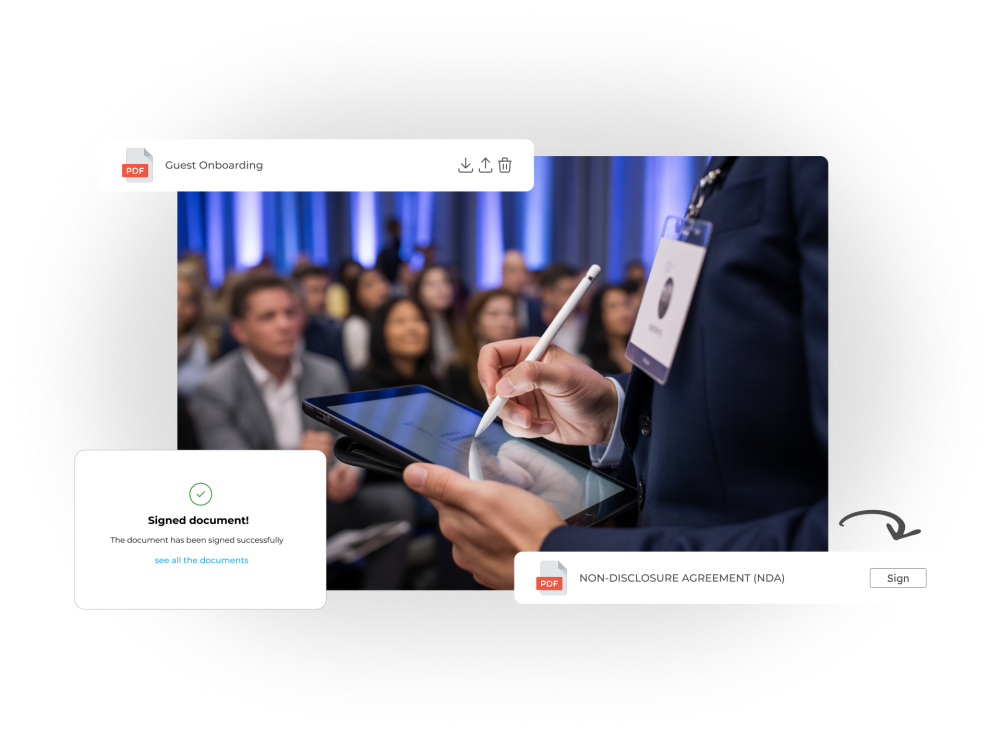 Firma digital de documentos del evento desde tablet o móvil mediante el portal de documentos
