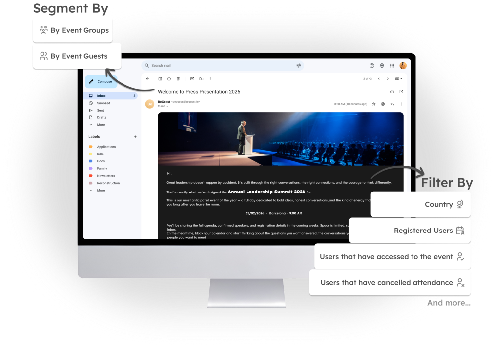 Guest segmentation interface to send personalised messages based on groups and filters