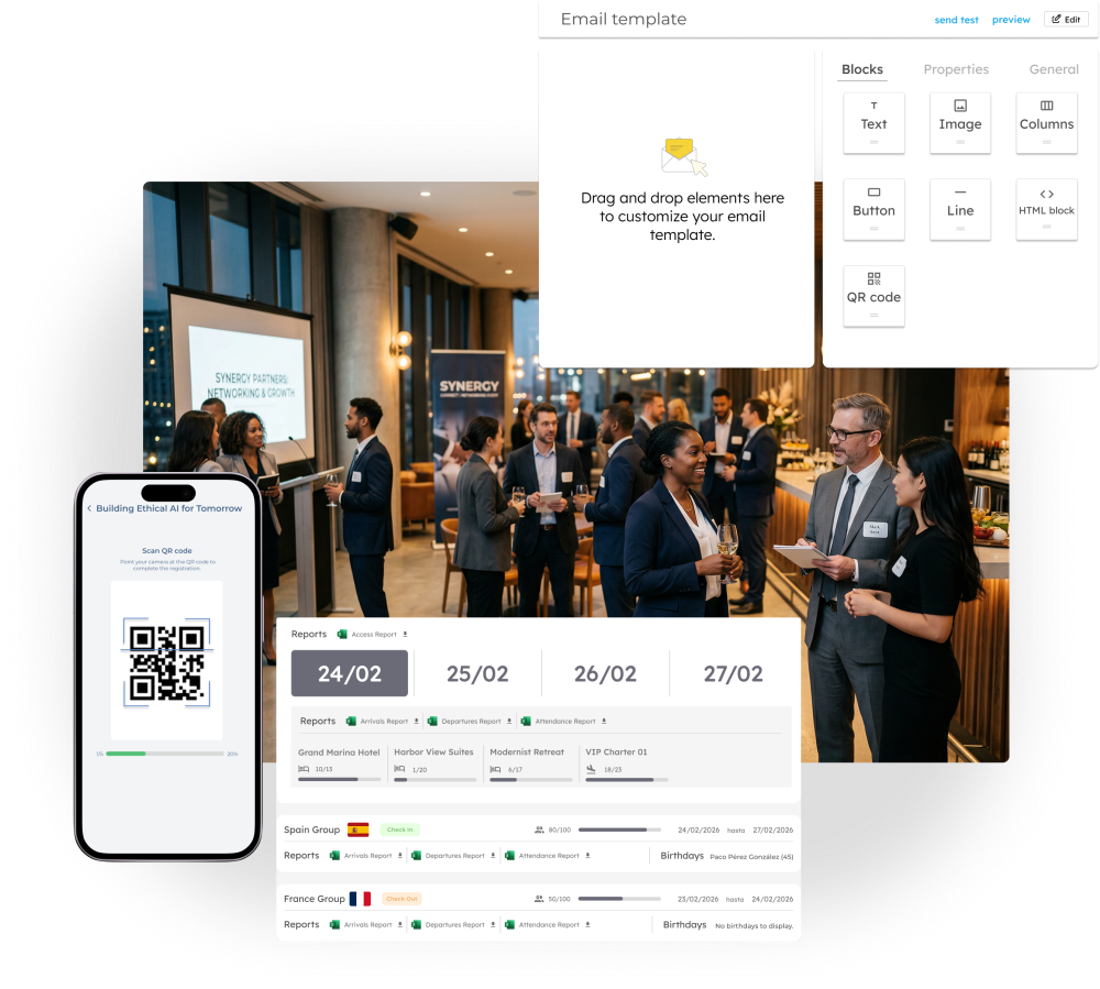 Plataforma BeGuest para empresas que centraliza la gestión de invitados, comunicaciones y organización de eventos 