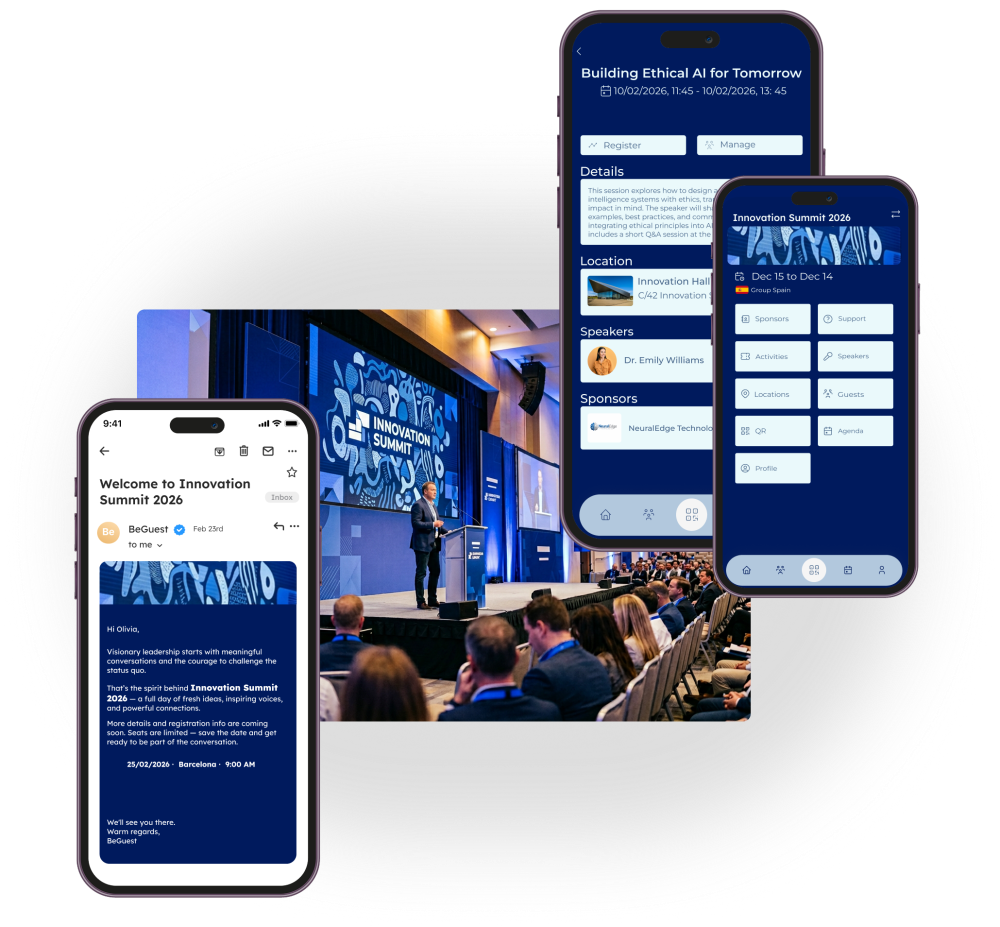 Aplicación de evento corporativo con branding personalizado y experiencia digital alineada con la marca