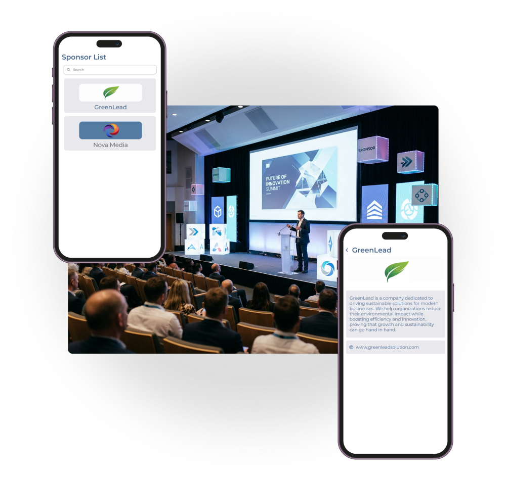  Event app with dedicated sponsor space for brands in trade shows and B2B events