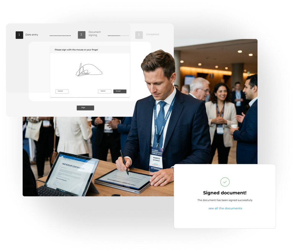 Firma digital de documentos para eventos desde el portal del invitado con trazabilidad completa