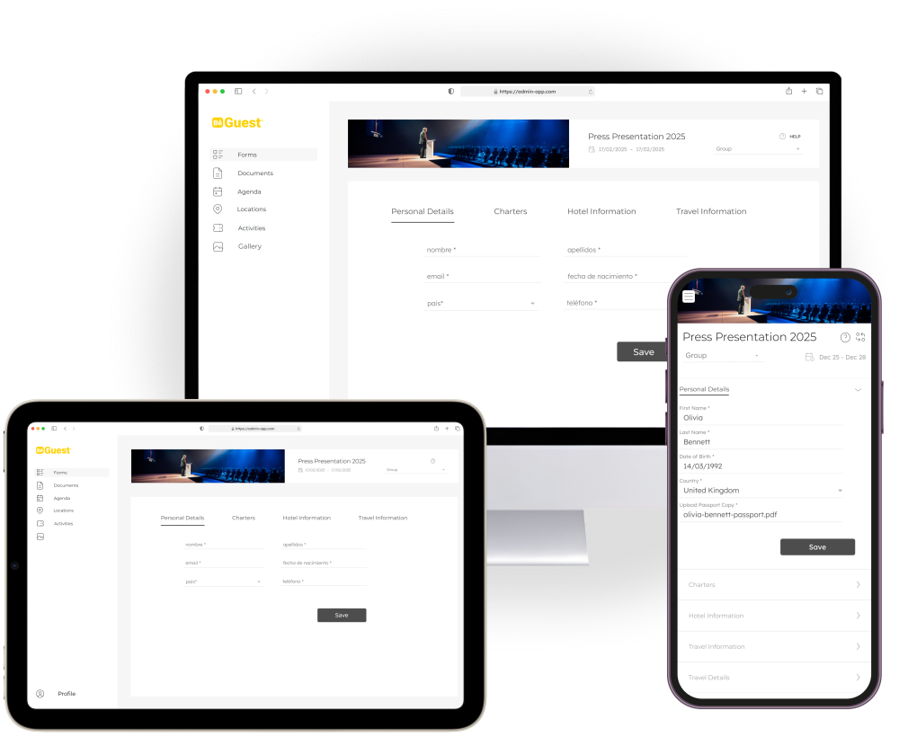 Portal del invitado accesible desde móvil, tablet y ordenador sin necesidad de aplicaciones externas