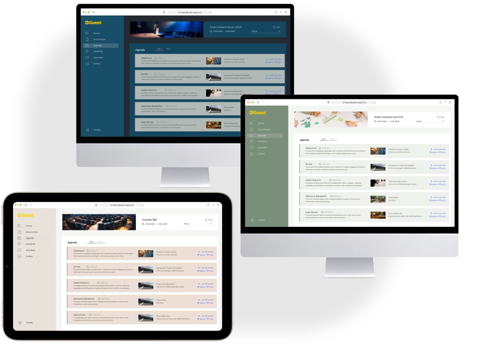 Portal del invitado personalizado con identidad visual del evento y branding adaptado