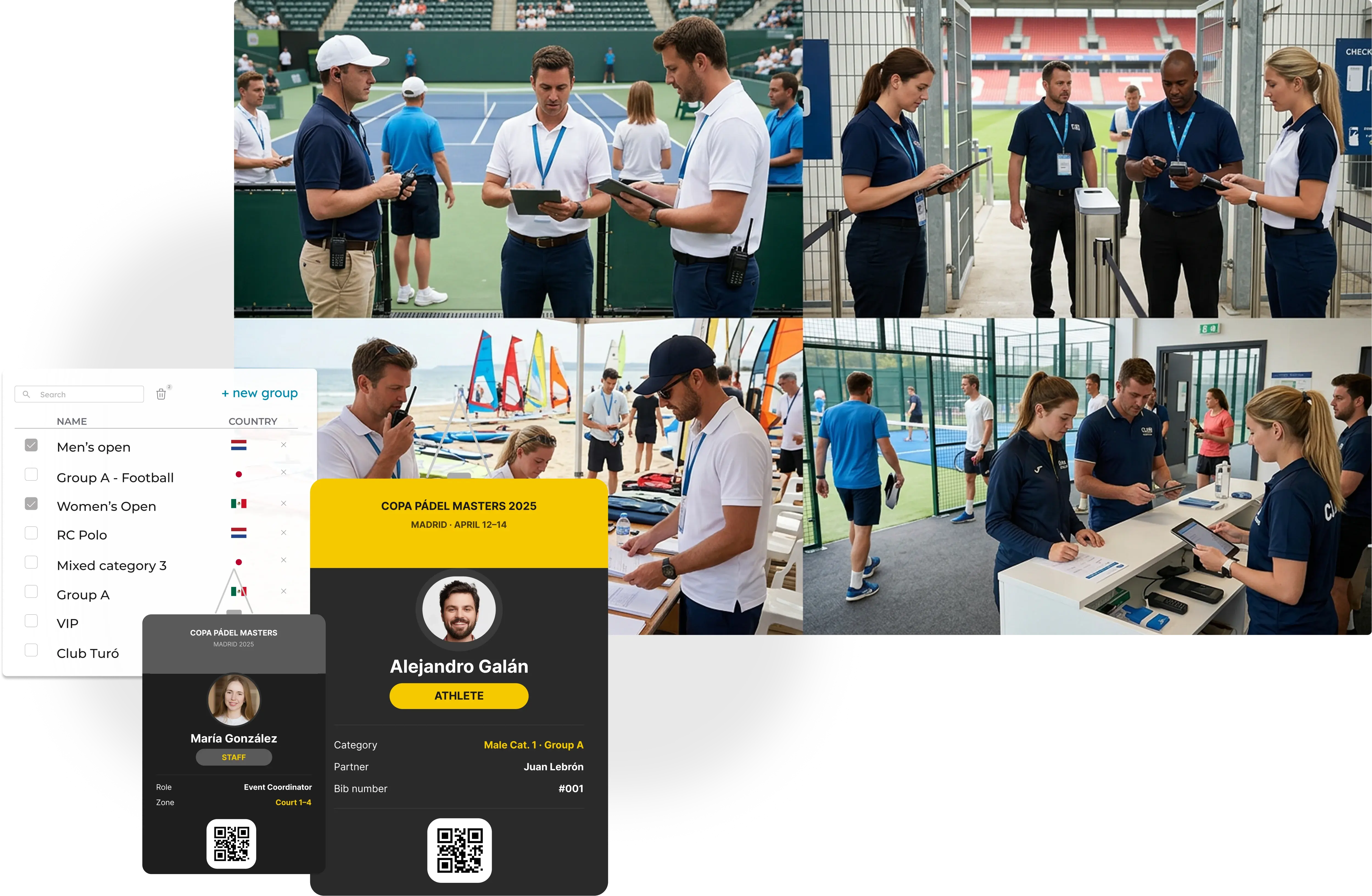 Gestión de eventos deportivos con BeGuest: acreditación de público en torneos de pádel y tenis con credenciales digitales y control de accesos